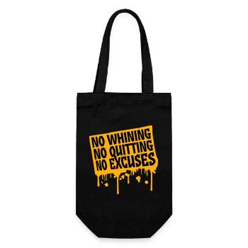 No Whining No Quitting No Excuses Gym Motivation - Geschenkbeutel für Flaschen - Schwarz - Vorne