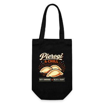 Pierogi & Chill: Retro Dumplings Vintage Design - Gift Bag for Bottles - black - Front