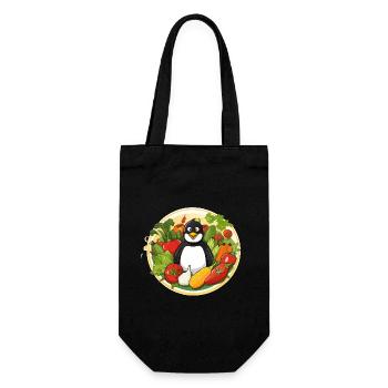 Pinguin im Gemüseparadies - Geschenkbeutel für Flaschen - Schwarz - Vorne
