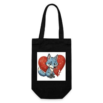 Renard, animal, triste symbole, cœur brisé - Sac à bouteille - noir - Devant