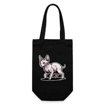 Sphynx Katze Haarloses Spazieren-Porträtdesign - Geschenkbeutel für Flaschen - Schwarz - Vorne