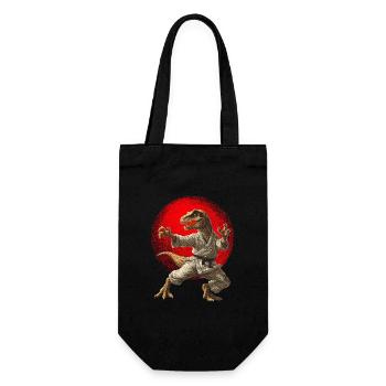 Dinosaur T-Rex Karate Judo Japan Flag - Gift Bag for Bottles - black - Front