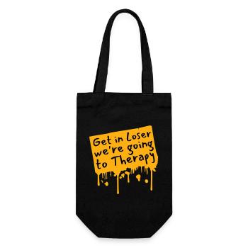 Get In Loser We're Going To Therapy Therapie Logo - Gift Bag for Bottles - black - Front