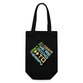 Get In Loser We're Going To Therapy Therapie Logo - Gift Bag for Bottles - black - Front