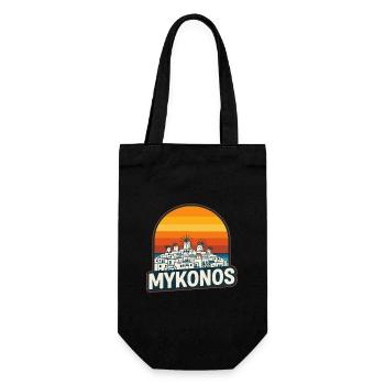 Mykonos Griechenland Windmühlen Retro Sonnenuntergangskunst - Geschenkbeutel für Flaschen - Schwarz - Vorne