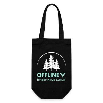 Offline ist der neue Luxus - Minimalistisches Intr - Geschenkbeutel für Flaschen - Schwarz - Vorne