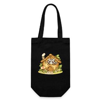 Kuscheliges Waldhaus-Raccoon - Geschenkbeutel für Flaschen - Schwarz - Vorne