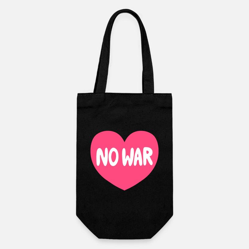 Graphique de paix sans cœur de guerre - Sac à bouteille - noir