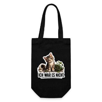 Ich war es nicht – Süße Katze Chaos lustiger Spruc - Geschenkbeutel für Flaschen - Schwarz - Vorne