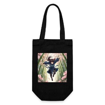 Bamboo heroine in the cherry blossom path - Gift Bag for Bottles - black - Front