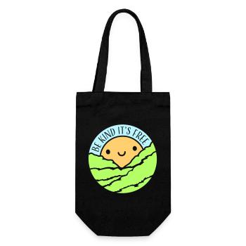 Be Kind It's Free Freundlichkeit Statement Spruch - Geschenkbeutel für Flaschen - Schwarz - Vorne