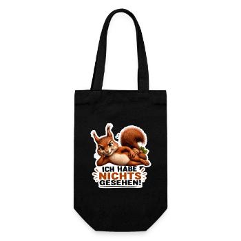 Ich habe nichts gesehen – Freches Eichhörnchen - Geschenkbeutel für Flaschen - Schwarz - Vorne