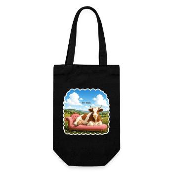 Not Today – Relaxed Cow on Sofa - Gift Bag for Bottles - black - Front
