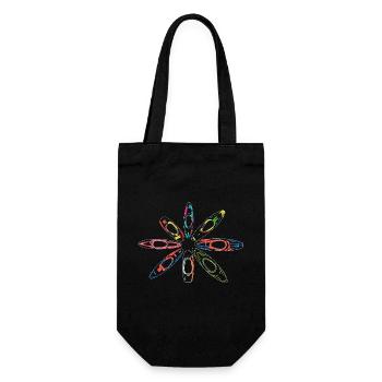 Colorful ring of neon-style whitewater kayaks - Gift Bag for Bottles - black - Front
