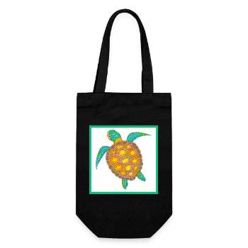 Sea Turtle Hand Drawn - Gift Bag for Bottles - black - Front