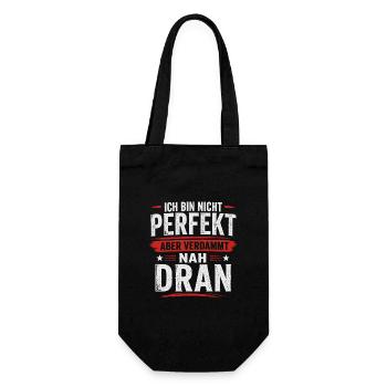 Ich bin nicht perfekt aber verdammt nah dran - Geschenkbeutel für Flaschen - Schwarz - Vorne
