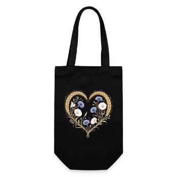 Wheat Heart Cornflower Morning Glory Flowers Nature Motif - Gift Bag for Bottles - black - Front