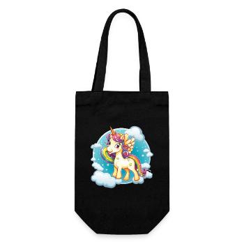 Regenbogen Einhorn Wolkenzauber - Geschenkbeutel für Flaschen - Schwarz - Vorne