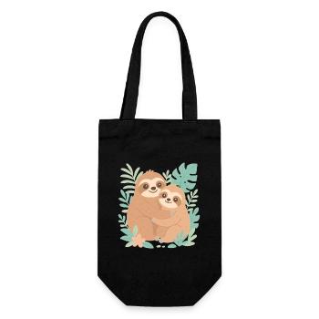 Cuddling sloths in jungle design - Gift Bag for Bottles - black - Front