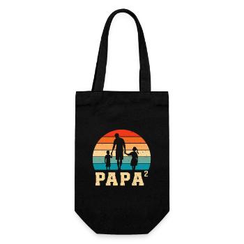 Vater mit Tochter und Sohn papa und tochter sohn - Geschenkbeutel für Flaschen - Schwarz - Vorne