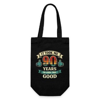 90 Years - It Took Me 90 Years to Be This Beautiful - Gift Bag for Bottles - black - Front