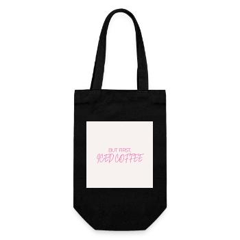 "ABER ZUERST EISKAFFEE" Grafik-Te-Design - Geschenkbeutel für Flaschen - Schwarz - Vorne