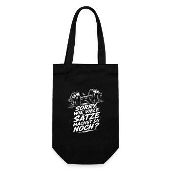 Gym Spruch Sorry Wie Viele Sätze Noch Hantel Shirt - Geschenkbeutel für Flaschen - Schwarz - Vorne