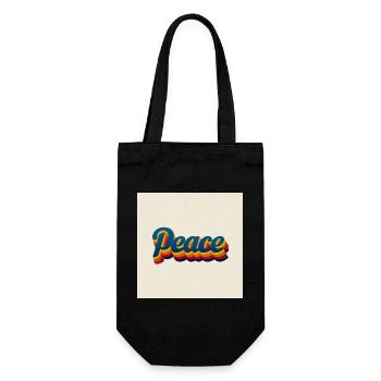 70er Peace Design - Geschenkbeutel für Flaschen - Schwarz - Vorne