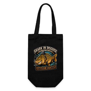 Shark In Disguise – Trust No Carp Funny Design - Gift Bag for Bottles - black - Front