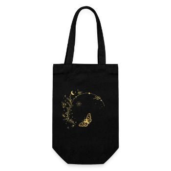 Goldene Mondblätter Kreisrahmen - Geschenkbeutel für Flaschen - Schwarz - Vorne