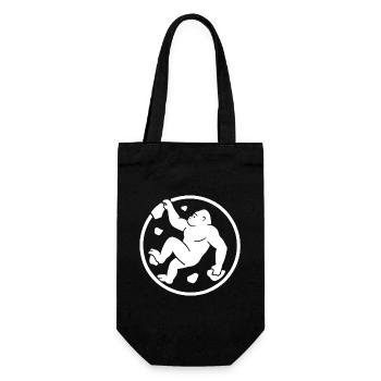 Gorilla Bouldern: Minimalist Badge Logo - Geschenkbeutel für Flaschen - Schwarz - Vorne