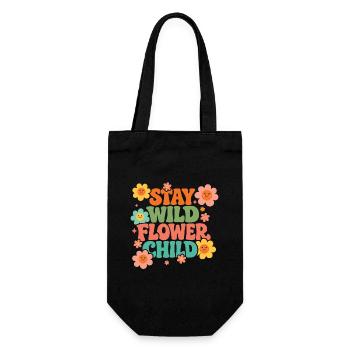 Stay Wild Flower Child - Geschenkbeutel für Flaschen - Schwarz - Vorne