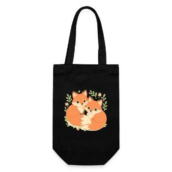 Deux adorables renards blottis dans la forêt - Sac à bouteille - noir - Devant