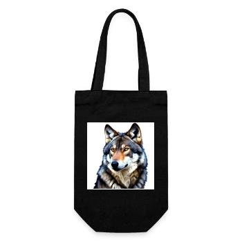 Portrait of a wolf with yellow eyes - Gift Bag for Bottles - black - Front
