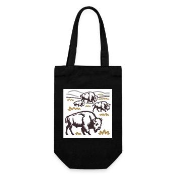 Herd of bison on the steppe - Gift Bag for Bottles - black - Front
