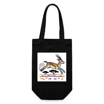 Gazelle in goldener Landschaft - Geschenkbeutel für Flaschen - Schwarz - Vorne