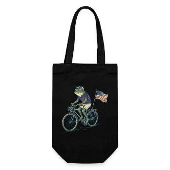 Funny Frog Riding Bicycle with American Flag - Gift Bag for Bottles - black - Front