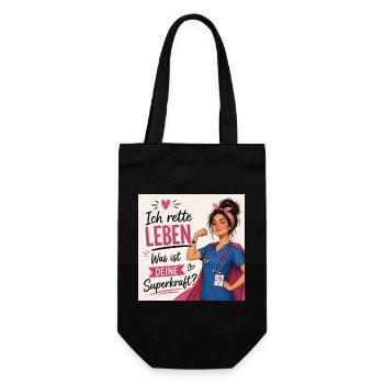 Ich rette Leben. Was ist deine Superkraft? - Geschenkbeutel für Flaschen - Schwarz - Vorne