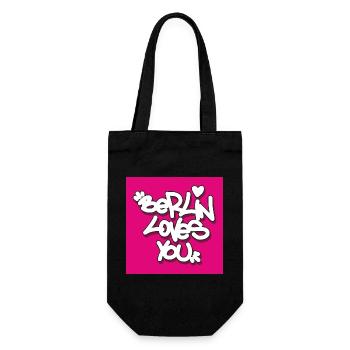 BLY_Berlin lovey you - Pink Sticker - Gift Bag for Bottles - black - Front