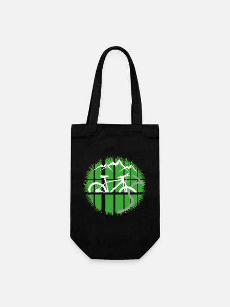 Bergbike im Gridfenster - Geschenkbeutel für Flaschen - Schwarz