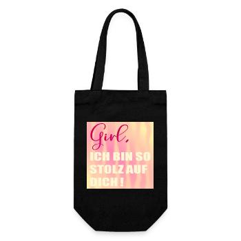 Stolz auf Dich Mädchen - Geschenkbeutel für Flaschen - Schwarz - Vorne