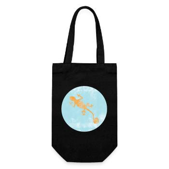 Orange Gecko on Blue Circle - Gift Bag for Bottles - black - Front