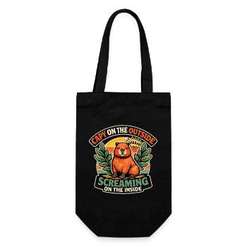Capybara dehors à l’intérieur crie - Sac à bouteille - noir - Devant