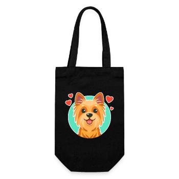 Yorkshire-Terrier (Comic-Porträt) - Geschenkbeutel für Flaschen - Schwarz - Vorne