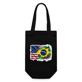Sticker USA Brésil - Design Drapeau Double Nationa - Sac à bouteille - noir - Devant