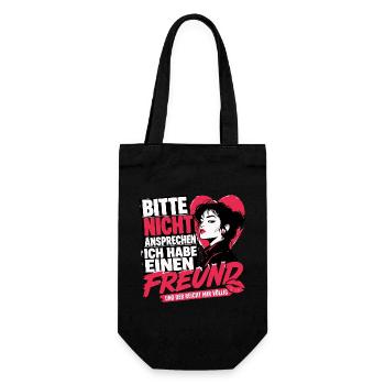 Bitte Nicht Ansprechen ich habe einen Freund  - Geschenkbeutel für Flaschen - Schwarz - Vorne