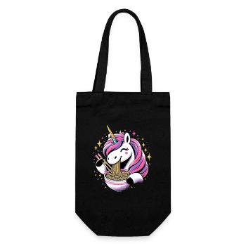 Licorne Kawaii heureuse mangeant des nouilles ramen - Sac à bouteille - noir - Devant