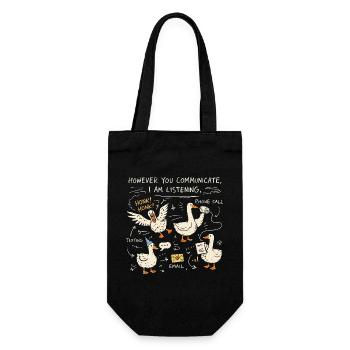 Ich höre Gänse-Humor | Sprach- und Sprachtherapie-Geschenk - Geschenkbeutel für Flaschen - Schwarz - Vorne