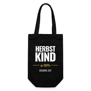 Herbstkind zu 100% Goldene Zeit - Geschenkbeutel für Flaschen - Schwarz - Vorne