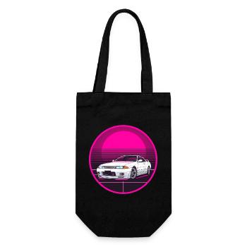 T-shirt rétro JDM Drift Car Synthwave Cercle rose - Sac à bouteille - noir - Devant